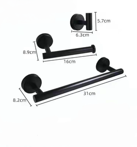 Minimalist <b>Black</b> Wall-Mounted Towel <b>Rack</b> Set Bathroom Accessories Fixed Bar Metal Finish 1 Bar Over 60cm - Product Image 4