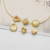 ASJEWELRY Perles de coquillage Breloques Cœur Croix Rouge CZ pour Collier Composants de Fabrication de Bijoux en Cuivre Plaqué Or Vierge Marie chma629