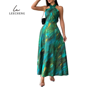 Elegante da donna Casual abito estivo Vintage con stampa Tie Dye lungo Frenum abito da insegnante <span class=keywords><strong>per</strong></span> feste di festa stile formale - Product Image 3