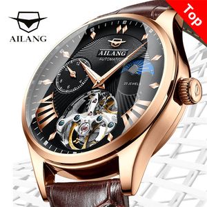 AILANG Qualità Tourbillon degli uomini di Uomini Della Vigilanza Moon Phase Automatico Orologi Meccanici Trasparente Steampunk <span class=keywords><strong>Orologio</strong></span> - Product Image 2