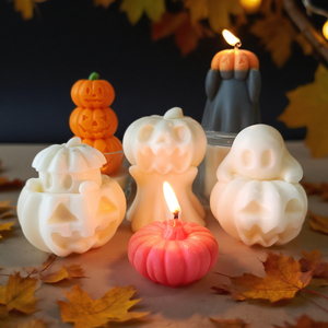 J10-27 Halloween squelette citrouille bougie moule bricolage citrouille aromathérapie diffuseur pierre ornement silicone moule - Product Image 6