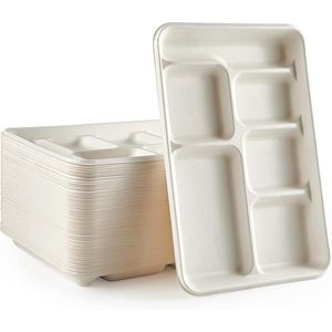 Customizable 10" Greaseproof and Microwavable <b>Disposable</b> Compostable Sugarcane Bagasse Paper Round <b>Plates</b> 10 Inch - Product Image 1