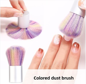 Pinceau à poussière pour nail art Kolinsky, manche court, sept poils en acrylique multicolores, outil de manucure, nettoyage de la poudre à ongles, métal - Product Image 6