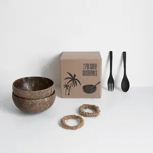 Home Decorating Organic Kokosnussschale Buddha Acai Smoothies Coconut Bowl And Spoon Set With Packing Box
