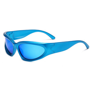 Polarized Y2k <strong>Wrap</strong> <strong>Around</strong> <strong>Women</strong> <strong>Sunglasses</strong> Futuristic Gold Mirror Oval Sun Glasses Men 2000's Punk Shades Eyewear Female UV400 - Product Image 5