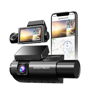 Wolfbox I07 Cámara de Video para Auto con 3 Lentes, Delantera, Interior y Trasera, 4k, Wifi, GPS, DVR, Dashcam, Sin Tarjeta - Product Image 1