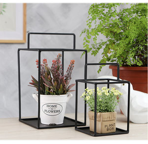 Commercio all'ingrosso set di 3 indoor outdoor decorativa in <span class=keywords><strong>metallo</strong></span> nero di cactus succulente vasi di fiori fioriera rack supporto del basamento - Product Image 3