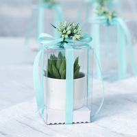 Vente en gros boîte en pvc boîte carrée en plastique boîte cadeau transparente fleur ruban bricolage
