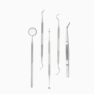 Kit per esame odontoiatrico con 5 strumenti in acciaio inox TeethScaler spatola per impugnatura a specchio sonda/pinzette/cucchiaio chirurgico - Product Image 2