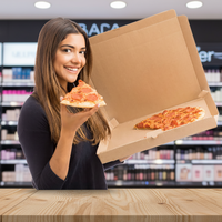 Boîte d'emballage pour pizza personnalisée en gros avec logo, en matériau kraft écologique, design ventilé, ondulée, biodégradable, gaufrée
