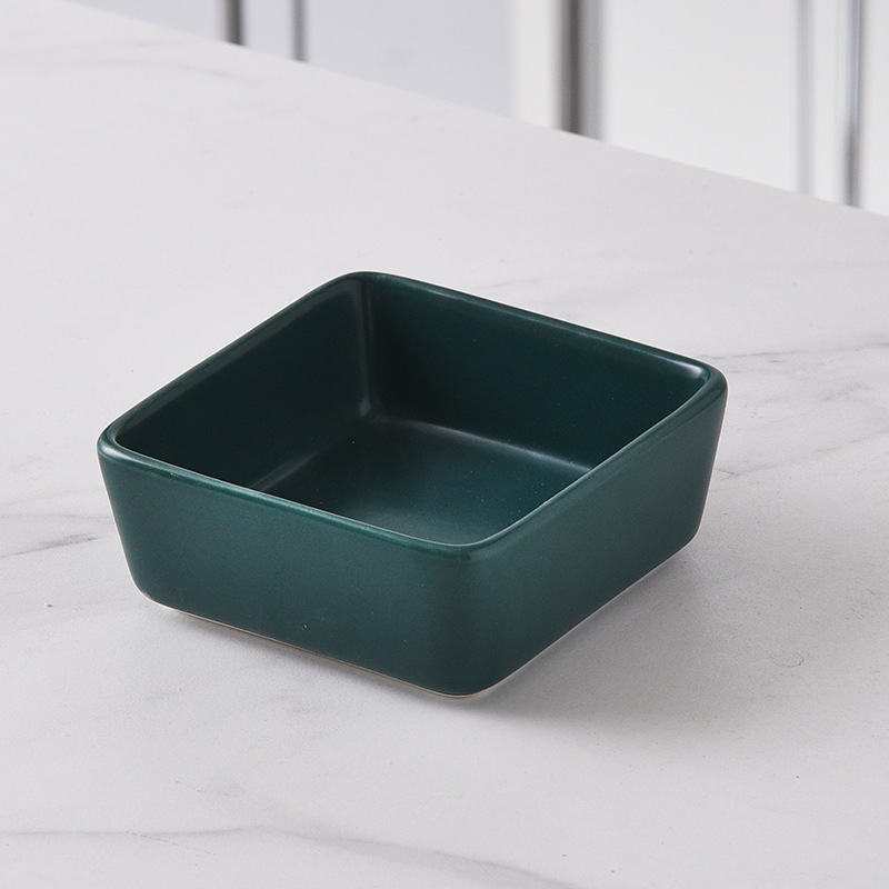 Small square dish, dark green