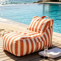 Housse de pouf imperméable à rayures pour extérieur, patio, piscine, plage, chaise longue, canapé