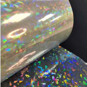 <span class=keywords><strong>Film</strong></span> de lamination à froid BOPP souple texturé effet verre brisé/tissu craquelé holographique pour emballage de fêtes, résistant à l'humidité - Product Image 3