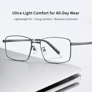 <span class=keywords><strong>Gafas</strong></span> Ópticas Unisex de Titanio con Montura Completa Rectangular, Anti Luz Azul, Grises, Ligeras, Recicladas, para Uso Diario y Pantalla de <span class=keywords><strong>Ordenador</strong></span> - Product Image 1