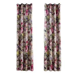 Moderno barato Digital impreso rojo jardín tinta flores alta cortina opaca Hotel decoración del hogar sala de estar - Product Image 5