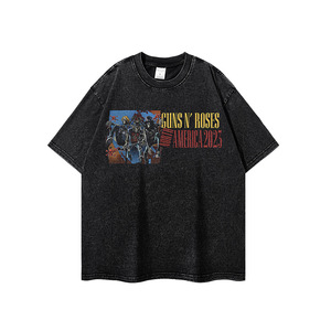 Camiseta de algodón lavado con estampado de calavera, estilo americano, de marca de moda urbana, transpirable, cuello redondo, holgada, estilo hip-hop retro para hombre. - Product Image 4