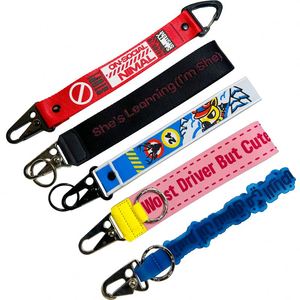 <b>Custom</b> Design Pvc Rubber Keychain Webbing Woven Wrist Lanyard Car <b>Keys</b> Strap Keychains Short Lanyards - Product Image 1