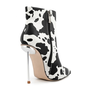 Bottines à talons métalliques fins et larges pour femmes, bout pointu, grande taille 45, chaussures à talons hauts respirantes, escarpins à talon aiguille - Product Image 4