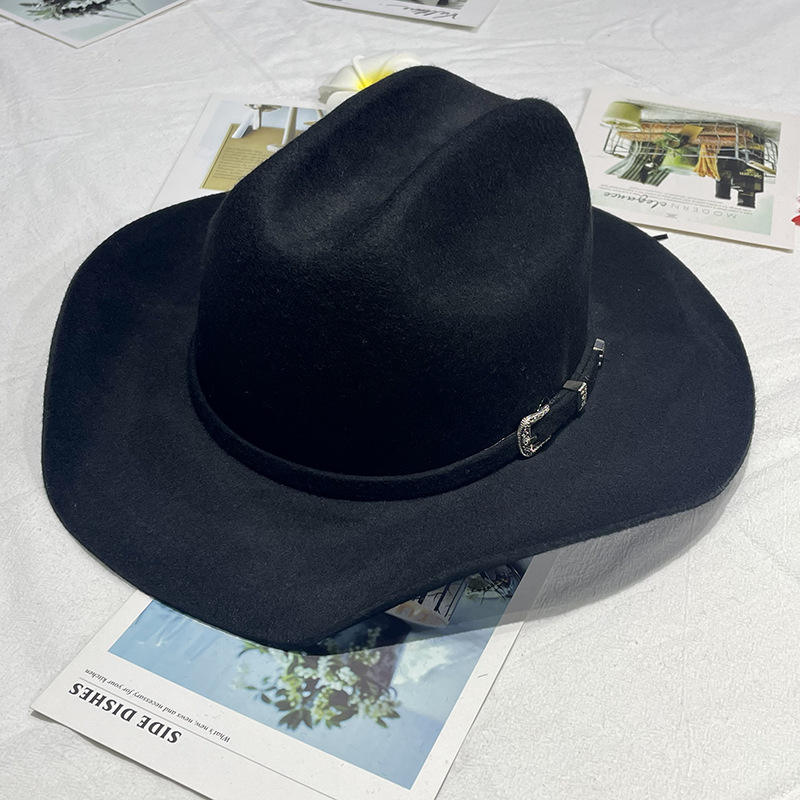 Cappello Cowboy In Pelle - Tesa Larga Stile Australiano, Regolabile, Uomo Vintage E Western - Foto 3