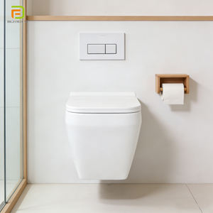 WC suspendu mural carré en céramique sans bride, blanc, pour salle de bain - Product Image 2