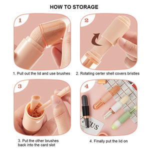 Haute qualité 4-en-1 luxe poils synthétiques naturels cheveux pinceaux de maquillage ensemble télescopique visage cosmétique poudre fard à paupières brosse - Product Image 5
