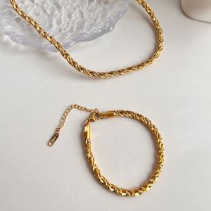 Collar YF4069 Estilo Hip Hop Vintage de Acero Inoxidable, Chapado en Oro de 18K, Resistente al Agua, <span class=keywords><strong>Cadena</strong></span> Gruesa de Cuerda Trenzada, Gargantilla - Product Image 6