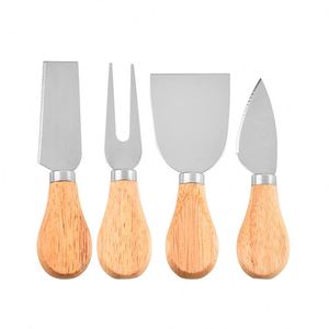 Stainless Steel <b>Cheese</b> <b>Knife</b> <b>Set</b> with Manual Feature Rubber Wood Acacia Wood Bamboo Handle for Butter and Fruit Fork Use - Product Image 1