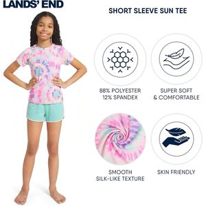 Camiseta de Protección Solar de Manga Corta con Estampado Tie Dye para Niñas FOXA, UPF 50+ - Product Image 3