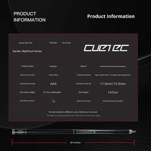 Stecca da Biliardo Cuetec Legend <span class=keywords><strong>Poseidon</strong></span> in Fibra di Carbonio con Giunto Centrale 1/2, Incisione 3D, Tecnologia Athena Black per Biliardo a Nove Palle - Product Image 6