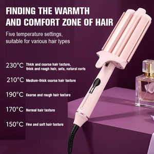 Plancha <span class=keywords><strong>Onduladora</strong></span> Profesional <span class=keywords><strong>de</strong></span> Cerámica PTC <span class=keywords><strong>de</strong></span> Doble Voltaje con Pantalla LED, 5 Niveles <span class=keywords><strong>de</strong></span> Temperatura, Triple Barril Portátil <span class=keywords><strong>de</strong></span> <span class=keywords><strong>Tres</strong></span> Tubos - Product Image 4
