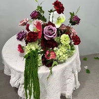 Arrangement floral artificiel K89 blanc et vert, calla, anthurium, hortensia, rose, centre de table pour la décoration de jardin, de fête ou d'événement
