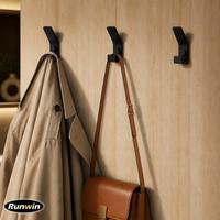 Porte-manteau mural moderne en alliage d'aluminium noir mat robuste pour entrée, chambre et placard