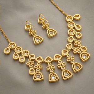 Conjunto de Collar y Pendientes de Plata 925 con Moissanita y Kundan, Joyería Nupcial de Diseño, Colección Tradicional para Mujer, Regalo - Product Image 4