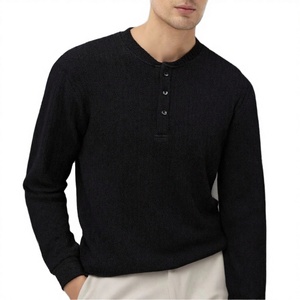 APO <b>Men's</b> Autumn Anti-shrink Front Logo Sweater Half-open Henley Collar Simple Casual Inner Wear Top Knitted for <b>Men</b> - Product Image 3