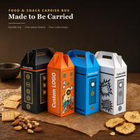 Boîte de transport alimentaire et de collations en carton ondulé avec logo personnalisé ODM, poignée intégrée, disponible en quatre coloris et pour commande en gros