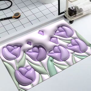 Tappeto Antiscivolo Assorbente d'Acqua con Stampa 3D Cartoonesca, Antibatterico, ad Asciugatura Rapida, Lavabile, in Memory Foam per Ingresso - Product Image 1