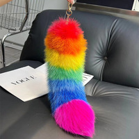 Porte-clés en fourrure douce de 35-40 cm, pendentif moelleux pour sac à main, sac à dos, décoration élégante pour femme