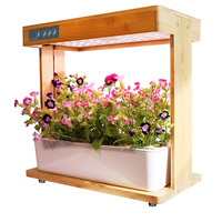 Kit de jardin hydroponique intelligent d'intérieur durable à spectre complet, design moderne en bambou, 8 pods LED, système intelligent pour herbes et fleurs à domicile