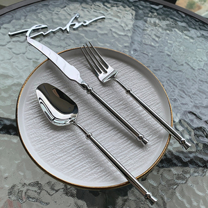 Ensemble de 4 couverts DF BC pour cuisine occidentale, couteau, fourchette et cuillère, acier inoxydable 304, pour restaurant de steak, style hôtelier européen de luxe léger - Product Image 2