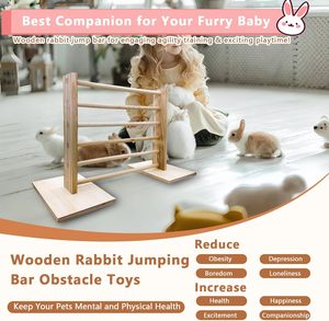 Juguetes de Ejercicio de Obstáculos para Conejos de <span class=keywords><strong>Bambú</strong></span> y Madera, Obstáculos de Salto de Altura Ajustable y Portátiles para Conejos - Product Image 4
