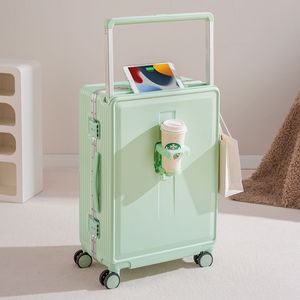 Wholesale Wide Telescopic Handle Luggage Multi-functional Aluminum Frame Suitcase <strong>PC</strong> Material Cup Holder Hassle-free Trips - Product Image 5