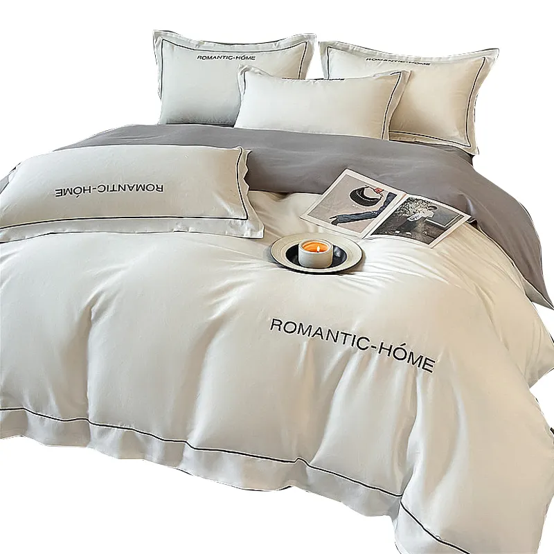ชุดผ้าปูเตียงขนาดคิงไซส์สำหรับโรงแรมชุดผ้าปูเตียงผ้าฝ้ายอียิปต์6ชิ้นพร้อมผ้าคลุมเตียง