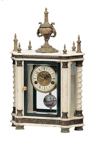 Cổ Bằng Đá Cẩm Thạch Trắng Portico Cột Trường Hợp Brass Finial Khắc Brass Quay Số Cảnh Hàng Hải Con Lắc 15 Ngày Cơ Chế Đồng Hồ - Product Image 4