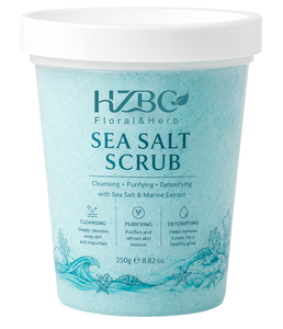 Gommage corporel au <span class=keywords><strong>sel</strong></span> <span class=keywords><strong>de</strong></span> <span class=keywords><strong>mer</strong></span> HZBC en gros - Exfoliant naturel riche en minéraux pour une peau lisse, nettoyage en profondeur, élimine les peaux mortes, détoxifiant - Product Image 1