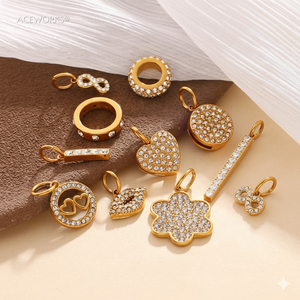 Eterno |   Colgantes de Acero Inoxidable con Baño de Oro PVD de 18K y Dijes Pavé para Fabricación de Joyas |   Resistente al agua y sin deslustre - Product Image 3