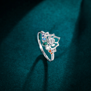Anillo de Plata de Ley 925 con Circonita Cúbica en Forma de Flor de Loto Colorida, Joyería Fina para Mujer, Anillo de Compromiso y Boda, Gran Oferta OAHLAN - Product Image 5