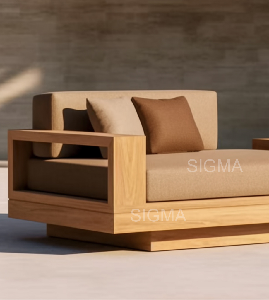 Sigma New Style solid wooden footstool outdoor furniture set Luxury teak patio sofa set single garden ottoman