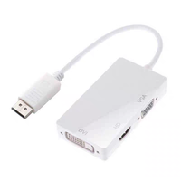 MiniDP ke /VGA/DVI Kabel Patch PVC Berlapis Emas Tiga-dalam-Satu 0,15m untuk Proyeksi Layar TV 4K