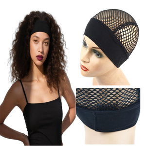 Đen miễn phí Kích thước có thể điều chỉnh headband Tóc Giả <span class=keywords><strong>cap</strong></span> với lỗ lớn dệt cơ sở tóc mở rộng công cụ cho sử dụng thương mại - Product Image 1