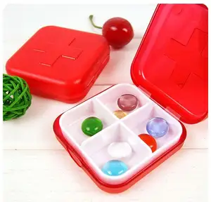 Storage boxes pill case mini medicine box plastic 4 case plastic small fancy pill box keychain